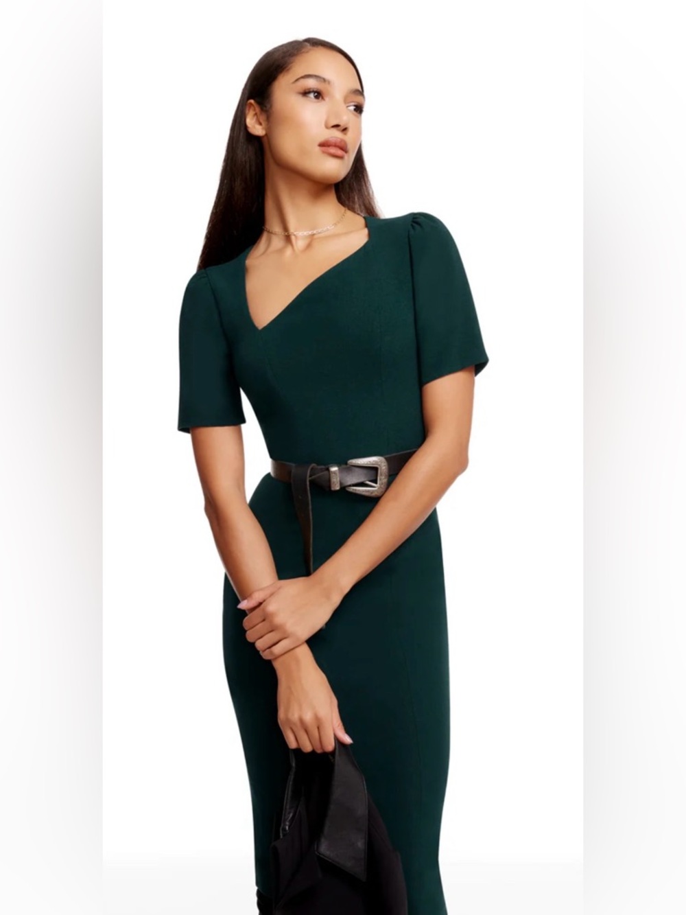 Dress the Population Green Midi Dress belt not included
